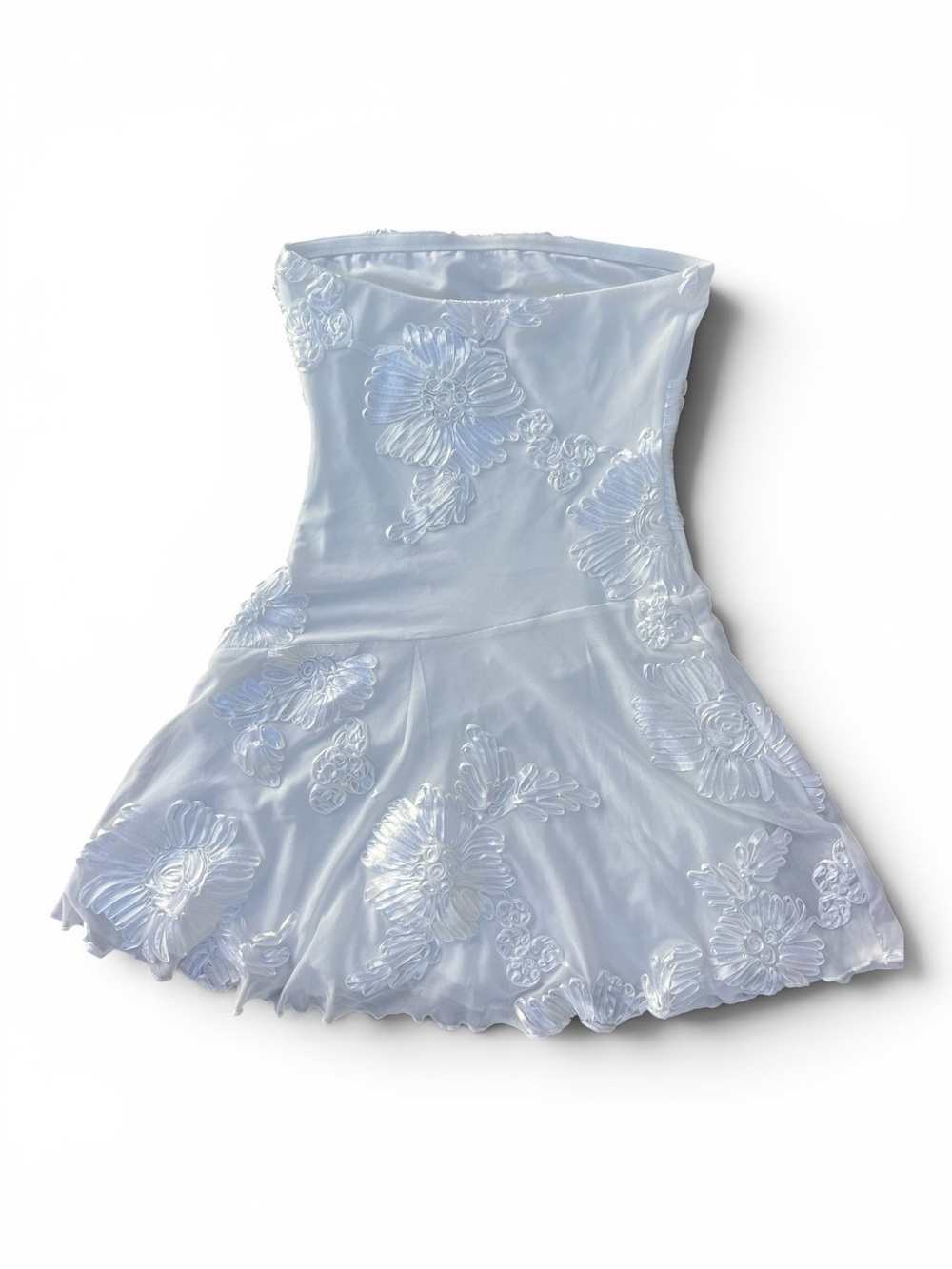 Princess Polly Meadow Of Dreams Strapless Mini Dress White Floral Burnout - Picture 6 of 8